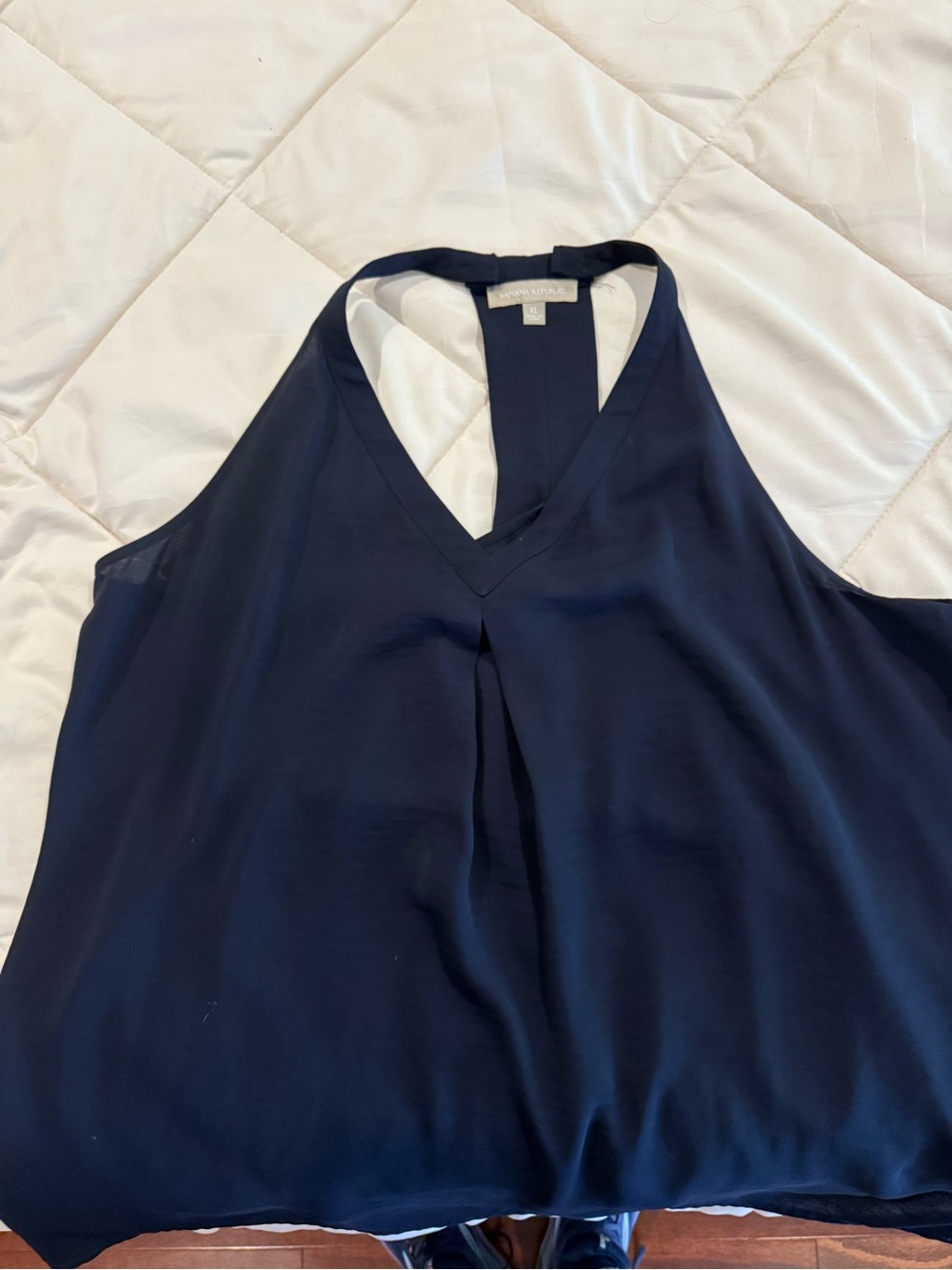 Banana Republic Navy Blue V-Neck Sleeveless Blouse